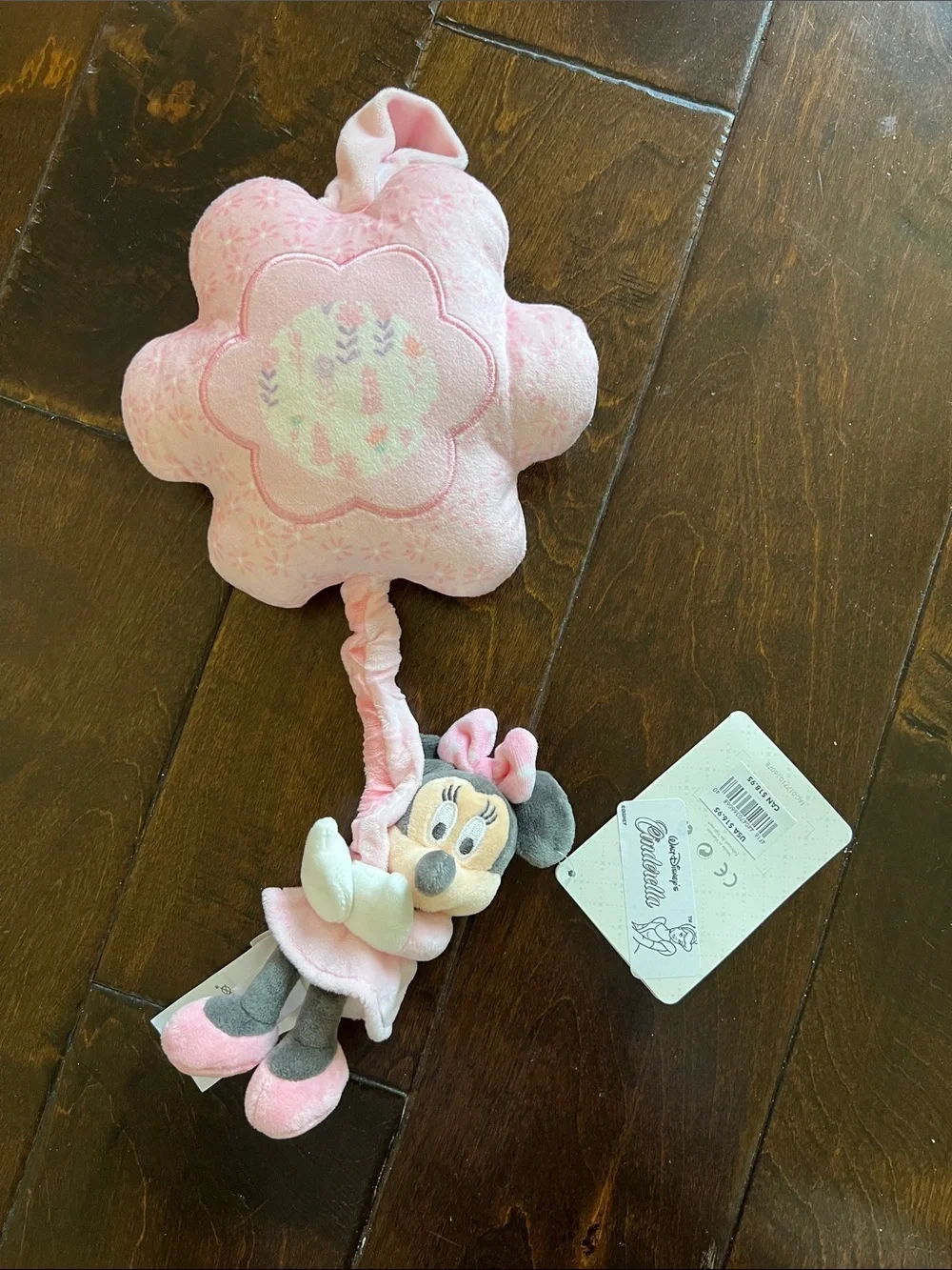 Disney Pink Minnie Mouse Hanging Plush Musical Pull Toy